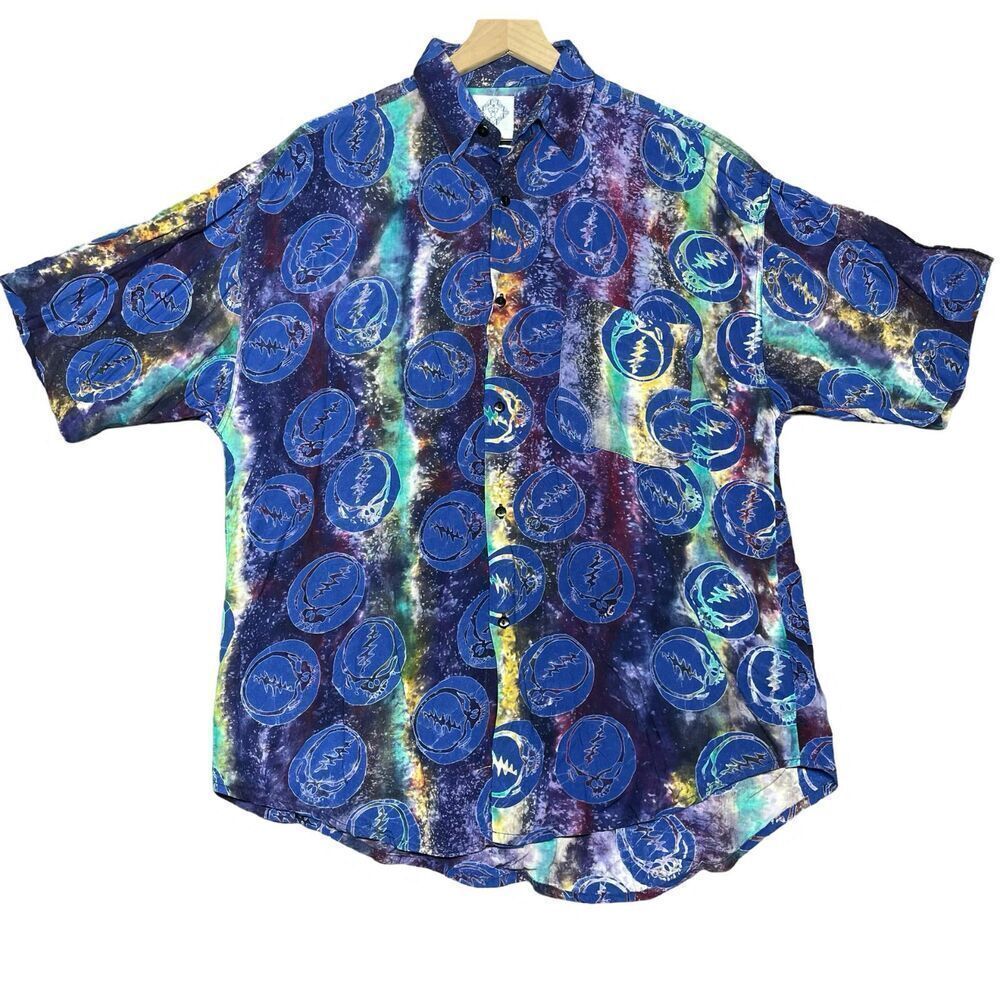 VTG Grateful Dead Shirt Mens M Button Up Tie Dye 1994 All Over Print Hawaiian